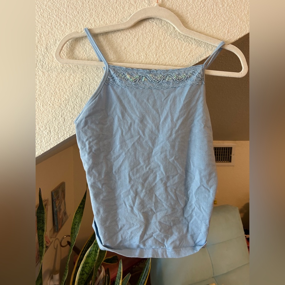 Cherokee - Adorable beaded high neck tank top! Periwinkle